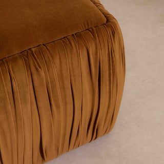 Ruched Velvet Pouffe - Toffee